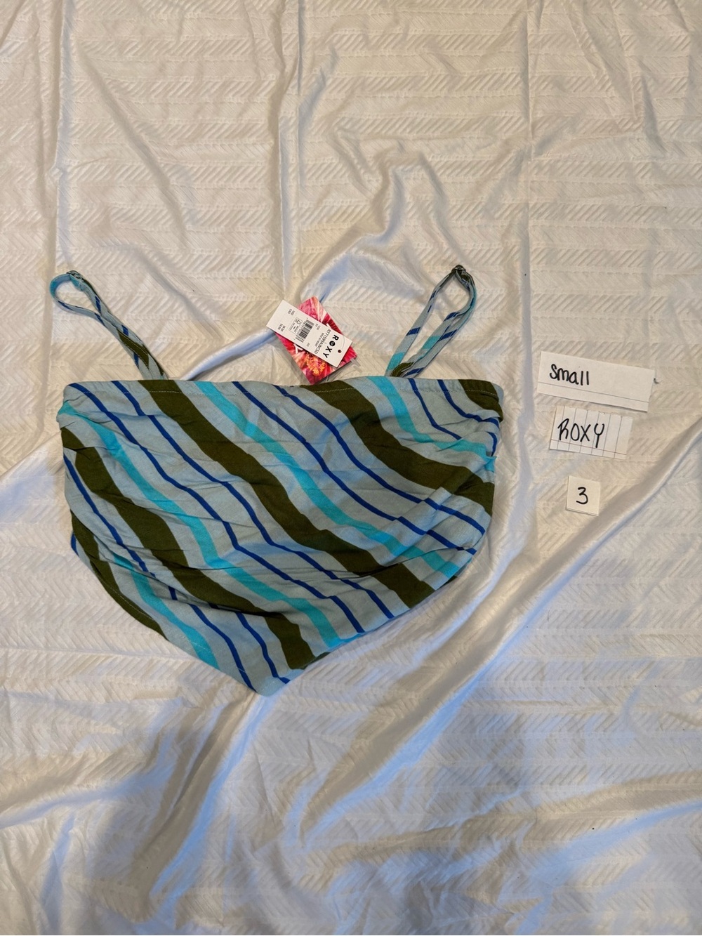 Roxy Blue & Green Stripe bandeau top